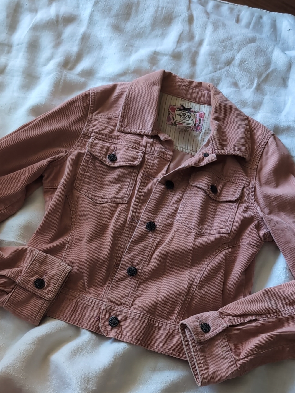 Roxy Dusty Rose Corduroy Jean Jacket
